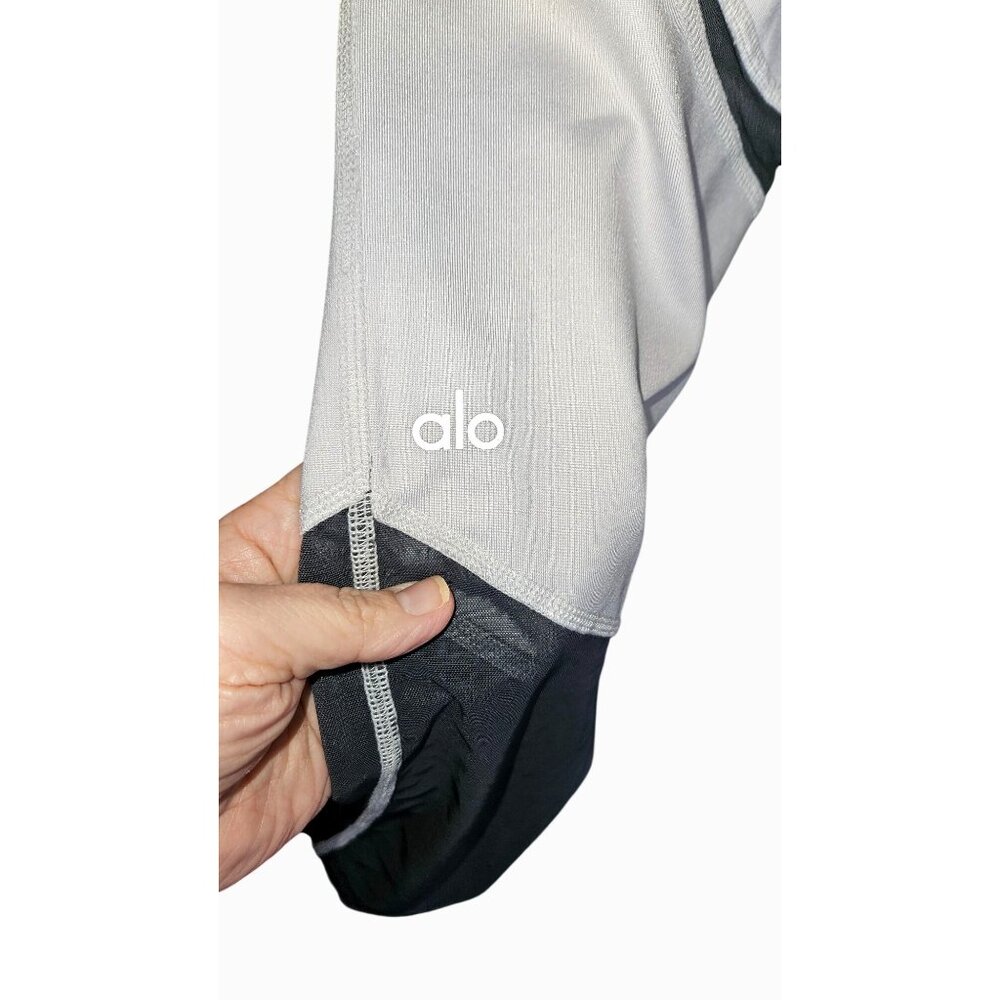 Alo Yoga High Waisted Colorblock Sheila Legging Grey White Mesh Panel Size L - Picture 5 of 6
